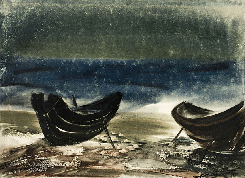 Alexander Sheltunov. Boats. 1977. Paper, watercolour. 32 × 44