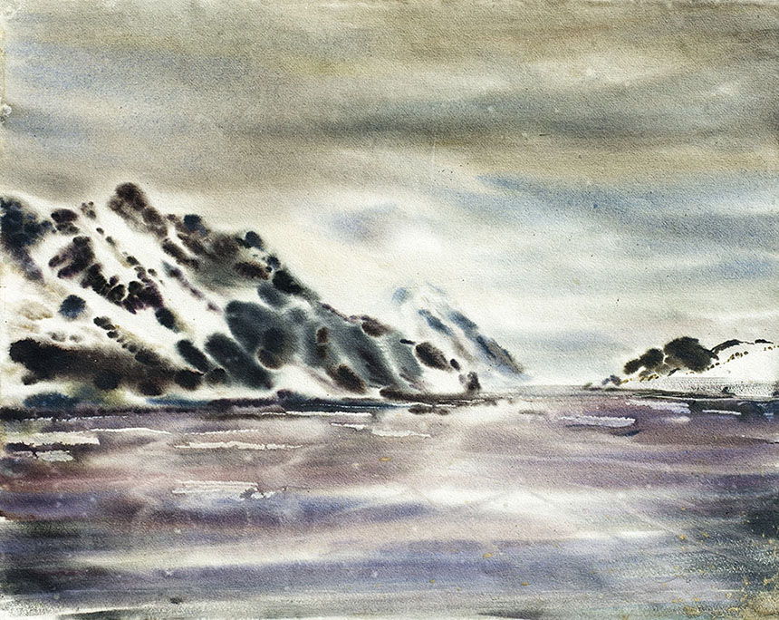 Alexander Sheltunov. Snow Bay. 1983. Paper, watercolour. 56 × 70