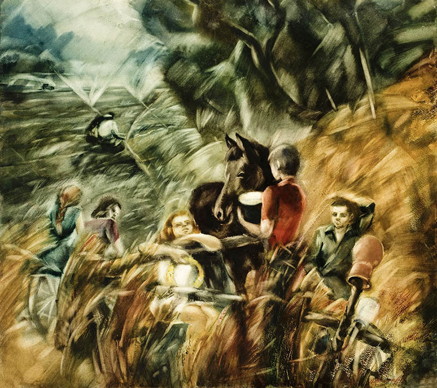 Alexander Sheltunov. Village Guys. 1979. Paper, watercolour. 56 × 63