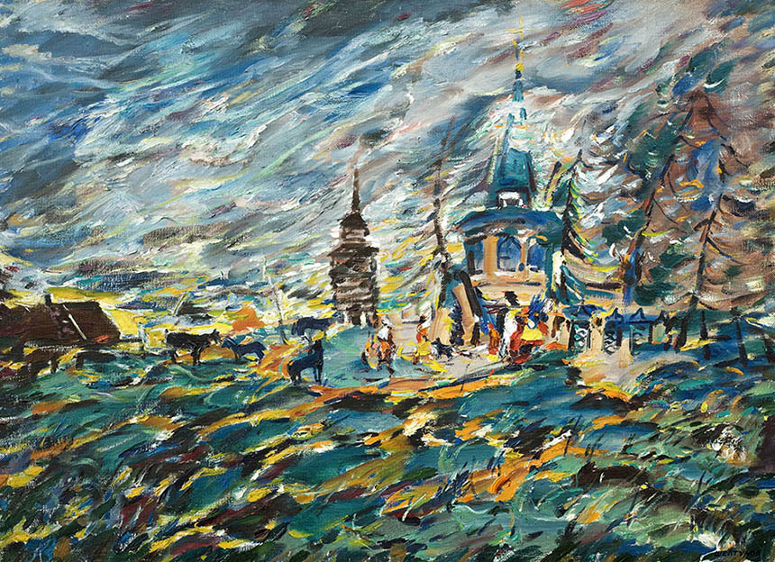 Alexander Sheltunov. Lost Settlement. 1997. Oil on canvas. 74 × 102