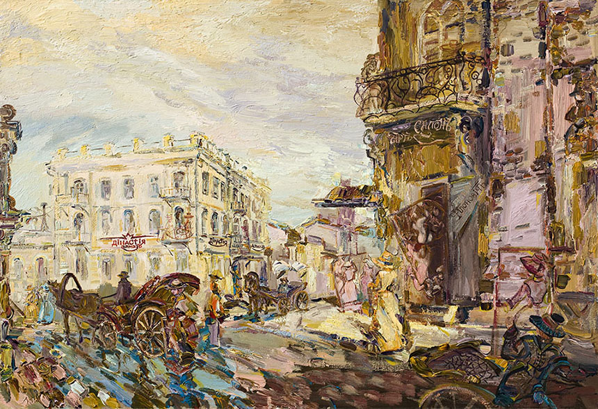 Alexander Sheltunov. Art-salon. 2008. Oil on canvas. 89 × 130