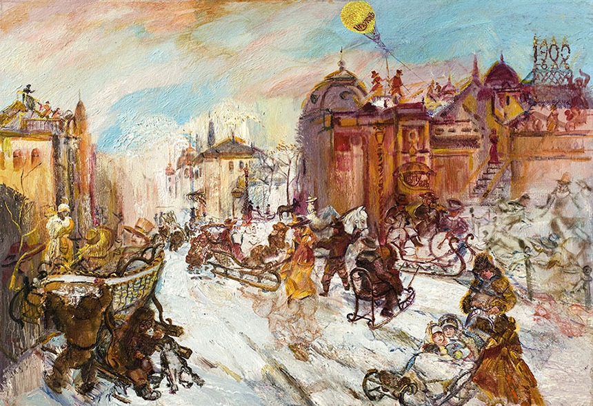 Alexander Sheltunov. New Year Eve Mood. 2007. Oil on canvas. 89 × 130