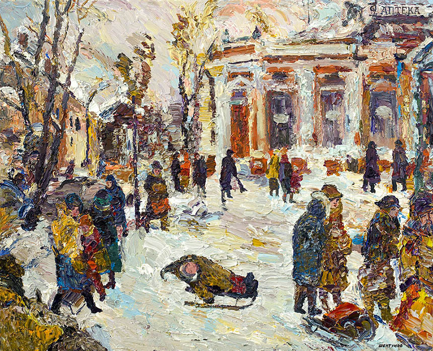 Alexander Sheltunov. Old Pharmacy. 2007. Oil on canvas. 81 × 100