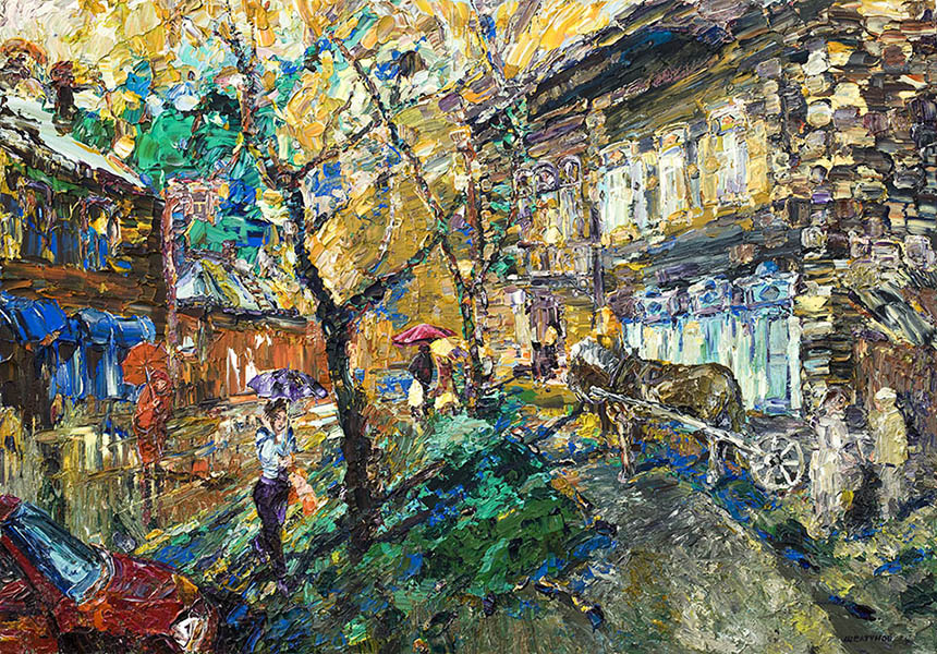 Alexander Sheltunov. Summer Rain. 2007. Oil on canvas. 81 × 116
