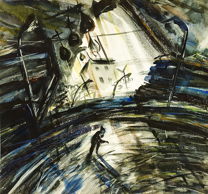 Alexander Sheltunov. Skating Rink. 1978. Paper, watercolour. 54 × 58