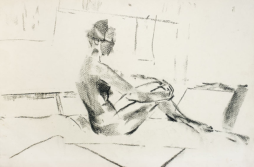 Alexander Sheltunov. Contemplation. 1978. Paper, pencil. 35 × 54