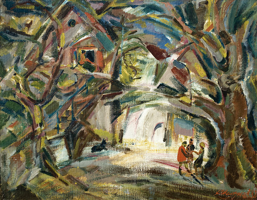 Alexander Sheltunov. Conversation. 1988. Oil on canvas. 70 × 90