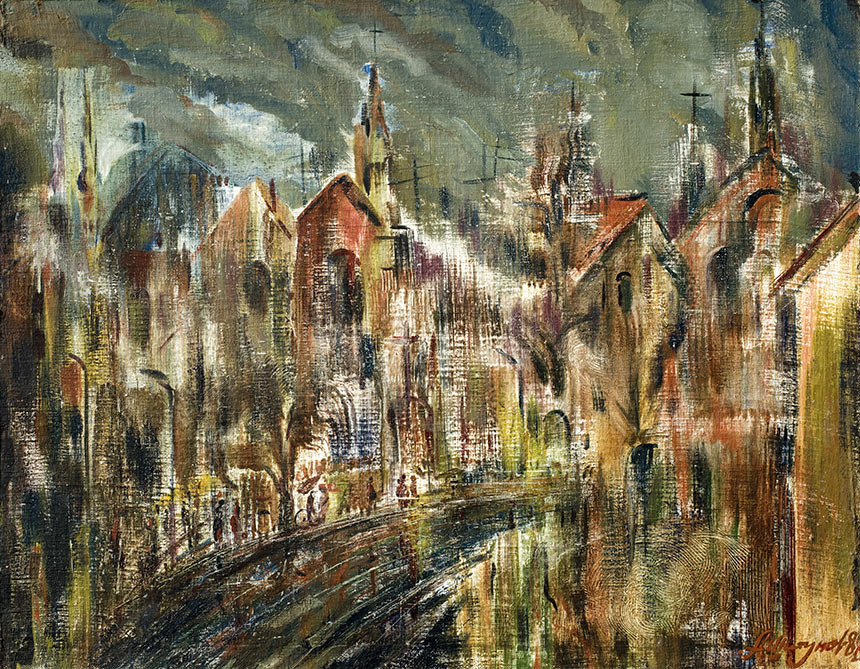 Alexander Sheltunov. Old Town. 1988. Oil on canvas. 70 × 90