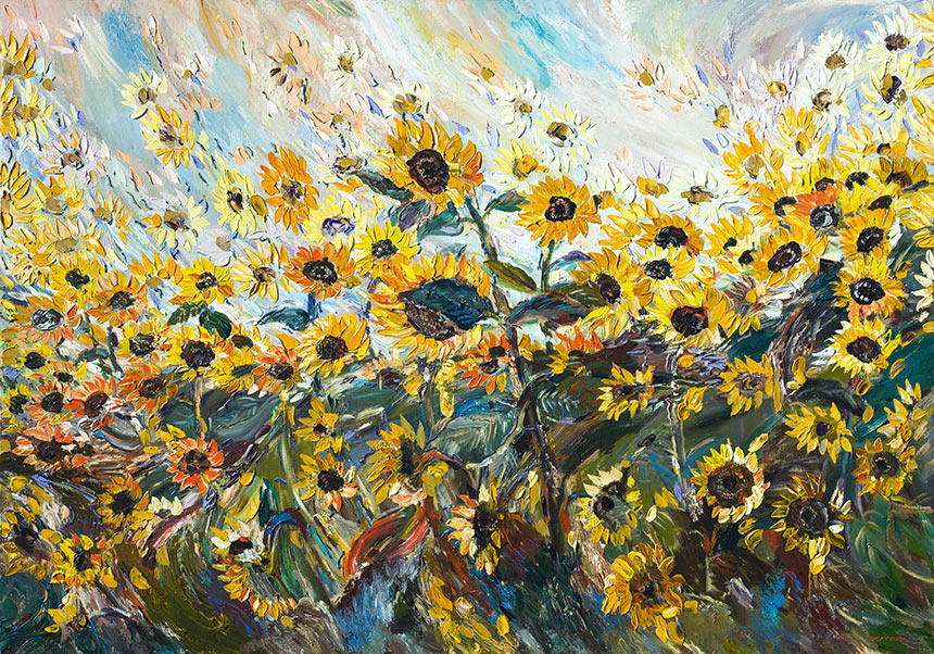 Alexander Sheltunov. Sunflowers. 2005. Oil on canvas. 140 × 200