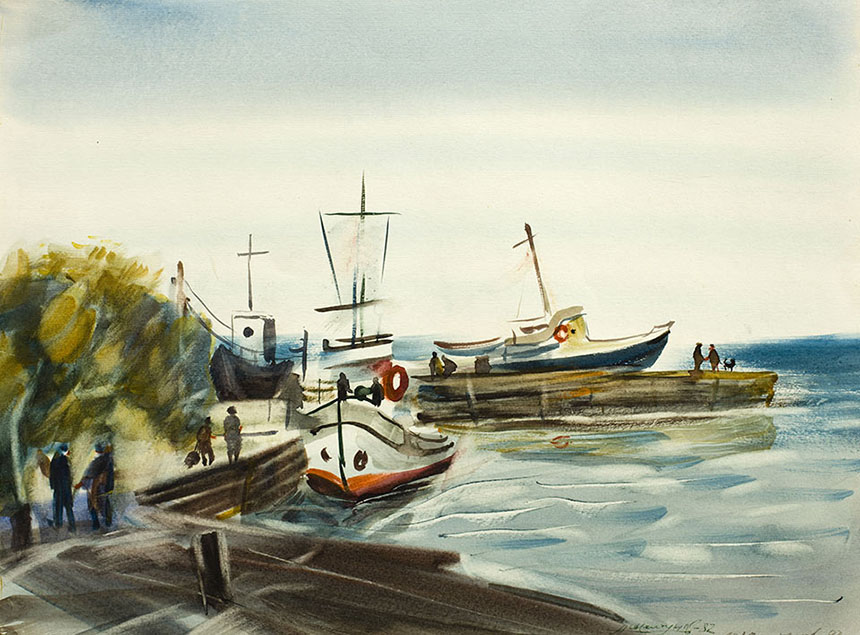 亚历山大•舍尔图诺夫 码头 1982 水彩纸 36 × 48