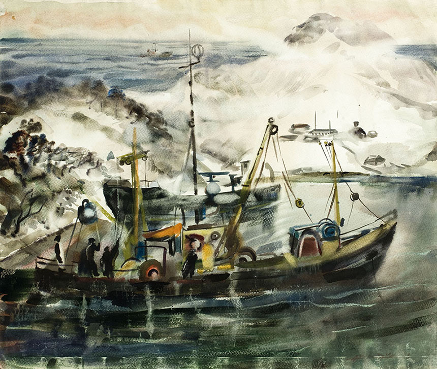 亚历山大•舍尔图诺夫 海湾 1983 水彩纸 60 × 71