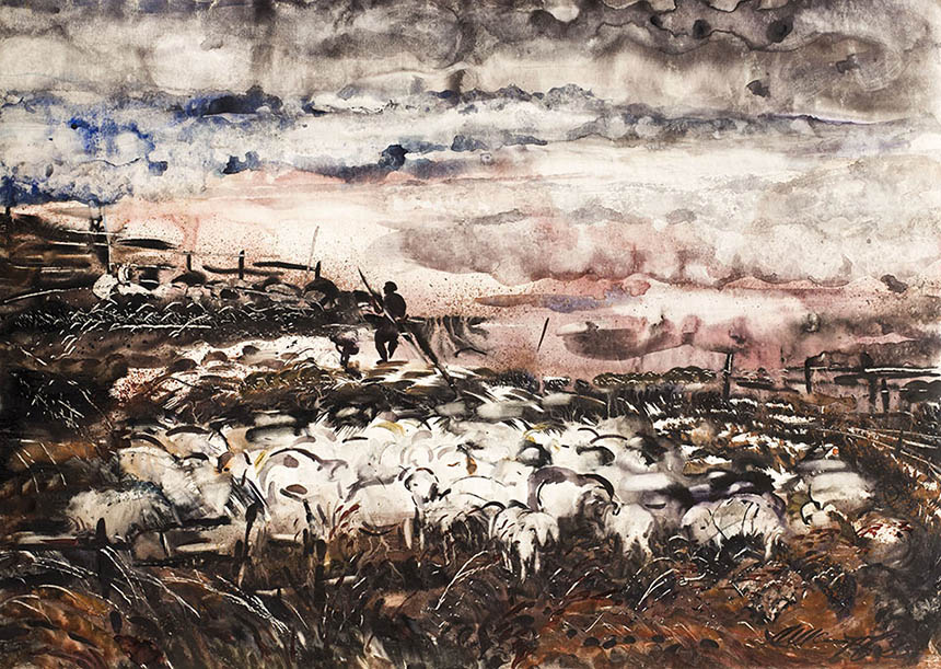 亚历山大•舍尔图诺夫 贝加尔湖浪花 1983 水彩纸 49 × 69