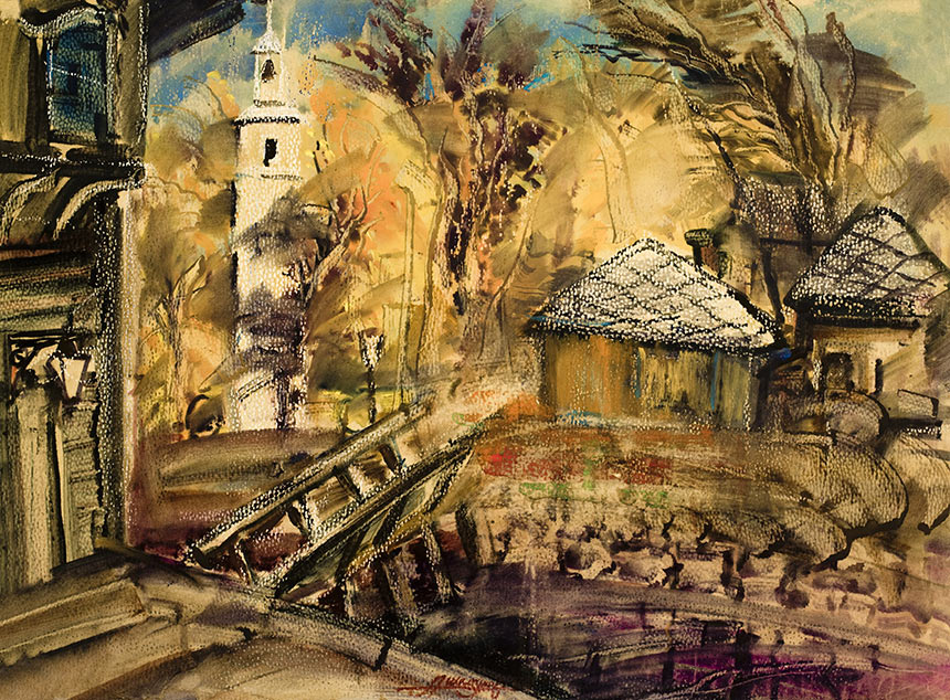 亚历山大·舍尔图诺夫 白色小礼拜堂 1986 水彩纸 56 × 76