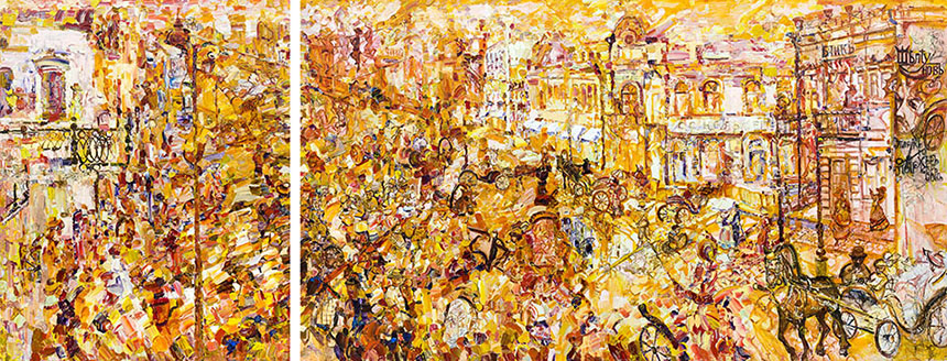 亚历山大·舍尔图诺夫 画展。舍尔图诺夫。双折记事板 2008 油画底布 162 × 130 / 162 × 290