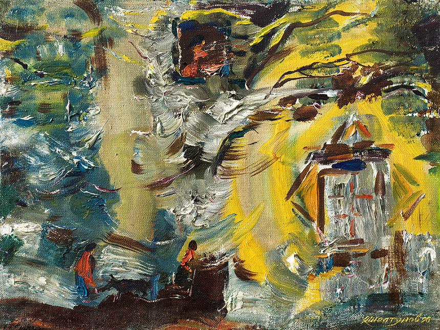 亚历山大·舍尔图诺夫 小阳春 1996 油画底布 30 × 40