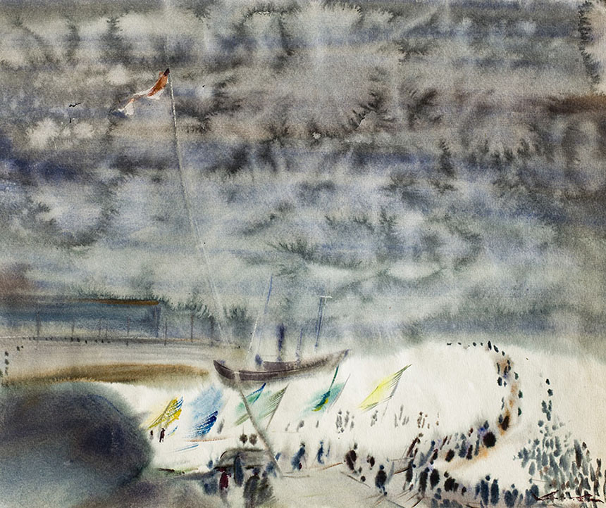 亚历山大•舍尔图诺夫 安加拉河运动喜事 1979 水彩纸 44 × 53