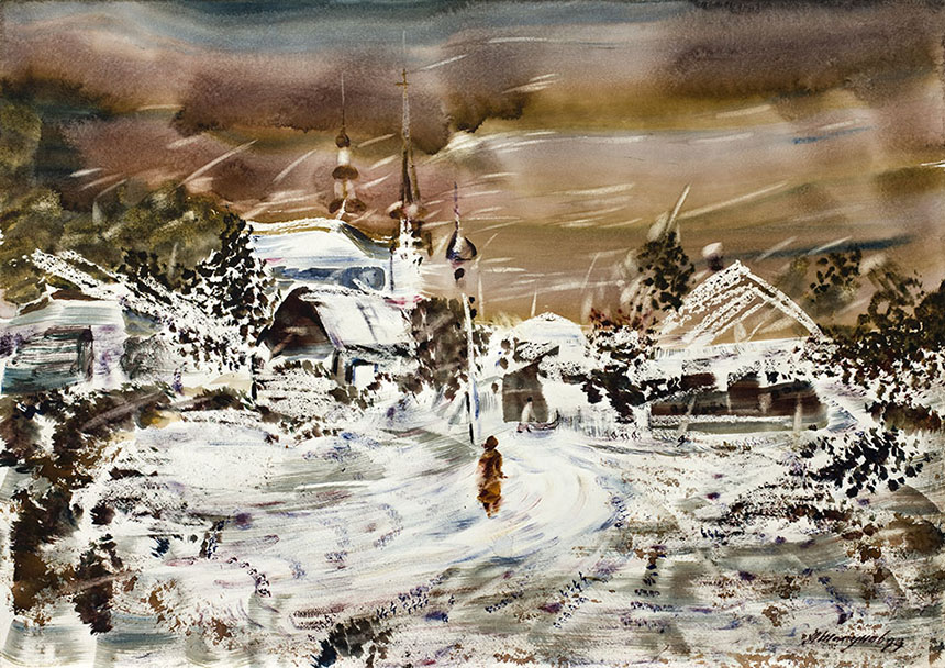 亚历山大•舍尔图诺夫 冬天的凉爽 1999 水彩纸 60 × 85