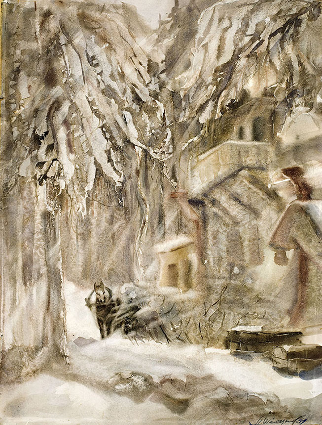 亚历山大·舍尔图诺夫 冬天早晨 1977 水彩纸 60 × 47