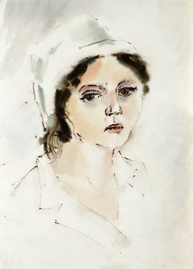 亚历山大·舍尔图诺夫 塔尼亚女护士 1980 水彩纸 49 × 35