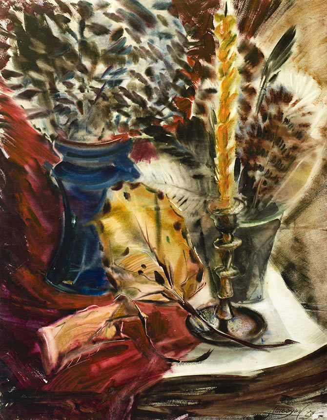 亚历山大·舍尔图诺夫 烛台静物画 1979 水彩纸 61 × 47