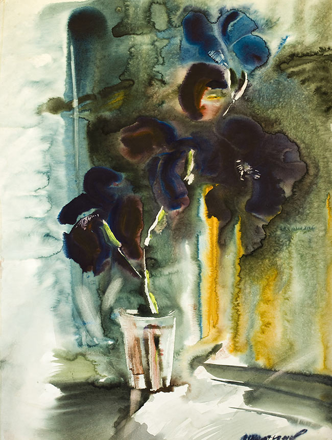 亚历山大·舍尔图诺夫 鸢尾画 1980 水彩纸 63 × 48