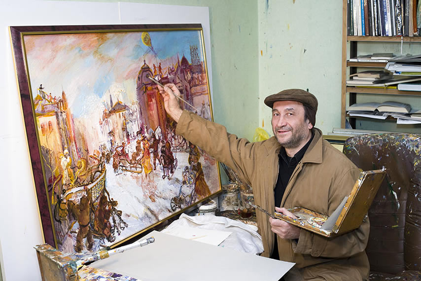 Художник Александр Шелтунов в своей мастерской в Иркутске за неделю до смерти. 30 августа 2008 года