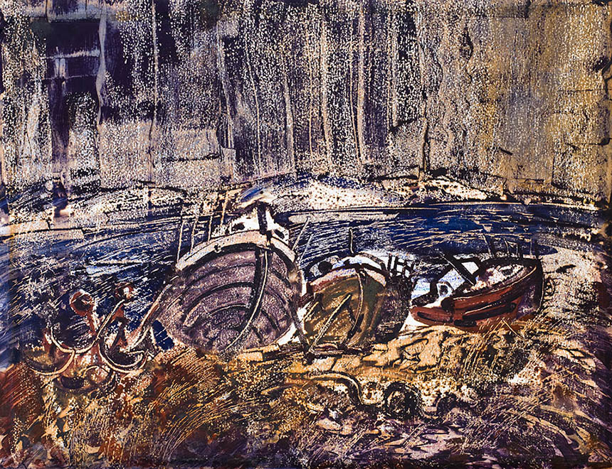 Александр Шелтунов. Ольхонские лодки. 1990. Бумага, акварель. 66 × 86