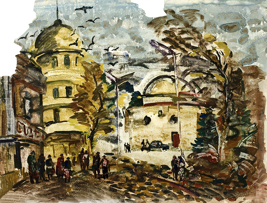 Александр Шелтунов. Старый Пловдив. 1985. Бумага, акварель. 62 × 81