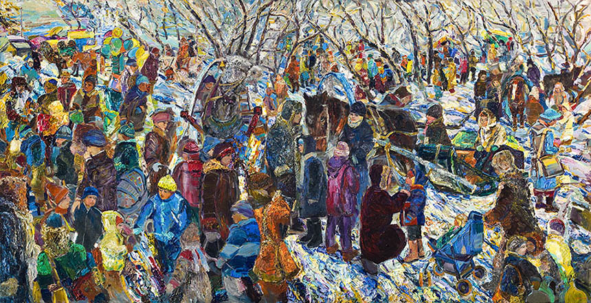 Александр Шелтунов. Рождественские гулянья. 2006. Холст, масло. 184 × 358