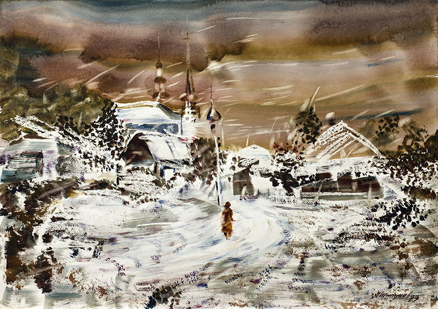 Александр Шелтунов. Зимняя прохлада. 1999. Бумага, акварель. 60 × 85