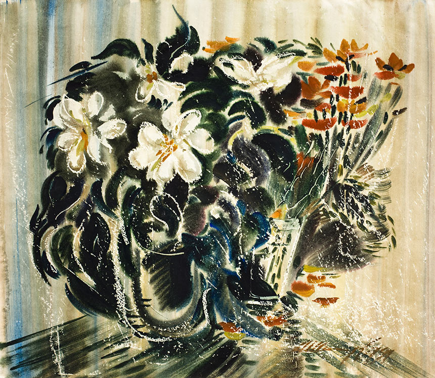 Александр Шелтунов. Белые цветы. 1991. Б, акварель. 57 × 65