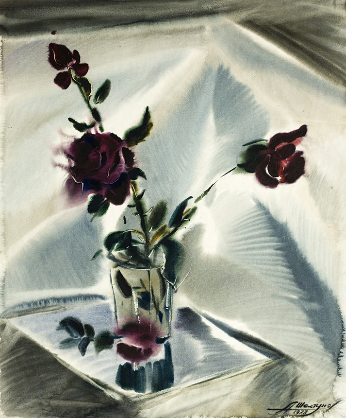 Александр Шелтунов. Розы для Галины. 1978. Бумага, акварель. 58 × 48